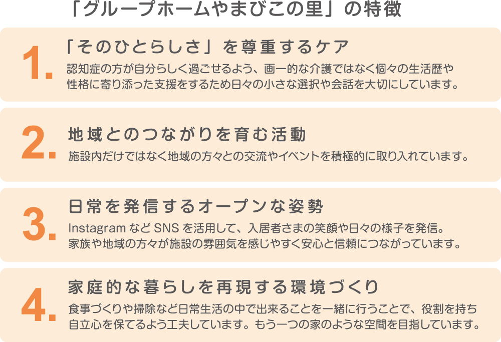 「グループホームやまびこの里」の特長